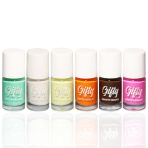 Gifty 6 Nail Paints Combo | Hot Pink | Venetian Brown | Pumpkin Orange | Double Colonial White | Green White | Pearl Aqua