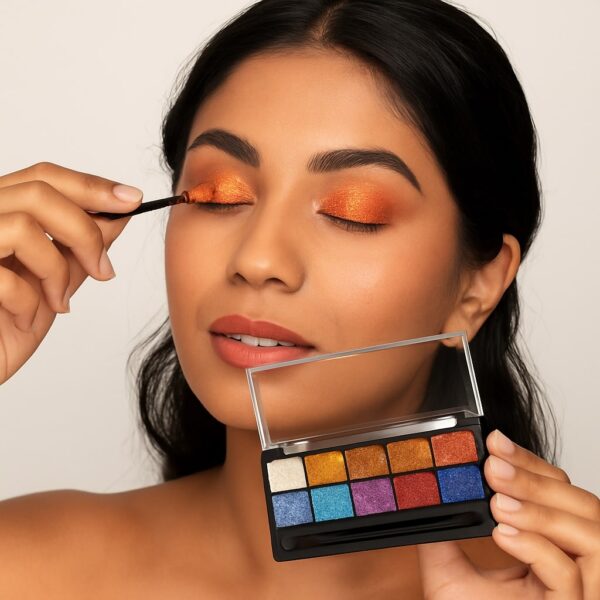 MARS 10 colors shimmer eyeshadow palette application